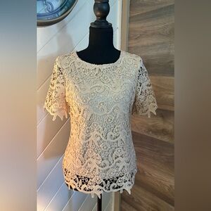 Adiva Lace Crochet Blouse - Cream
